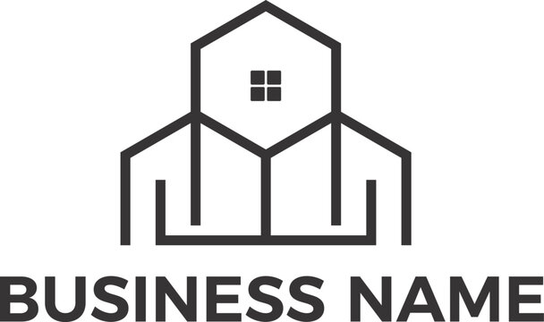 Real Estate property house interior design minimalist logo design in editable vector file and PNG Transparent file