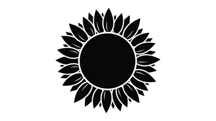 Fototapeta premium Sunflower's Black Silhouette: A stark, high-contrast image showcases the intricate details of a sunflower's silhouette in bold black and white.