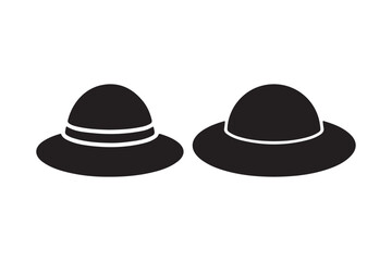 Two black silhouette hats with white bands