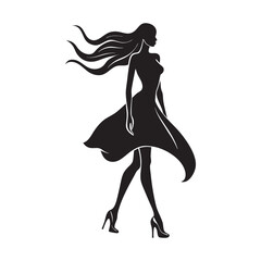 Female Model Walking In High Heels Silhouette