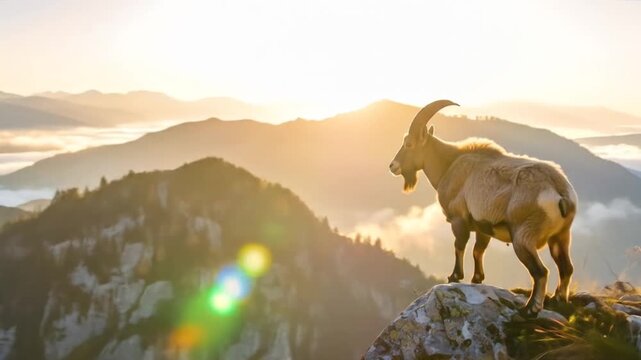 Mountain goat sunrise panorama