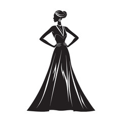 Fashion Model Standing In Dramatic Pose Silhouette