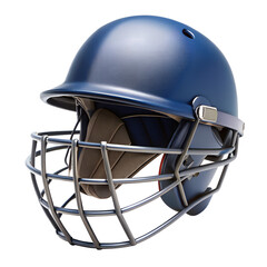 Fototapeta premium A close up studio shot of a blue cricket helmet with a dark background emphasizing its protective features