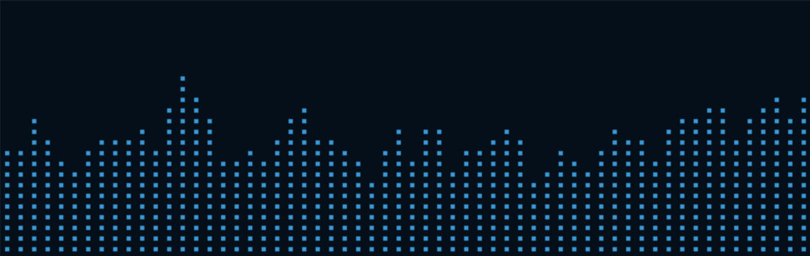 Dynamic vector tech background with blue digital soundwave patterns.