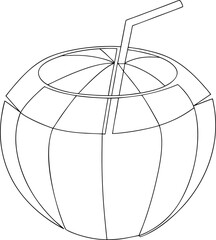  line art drawing of coconut drink vector