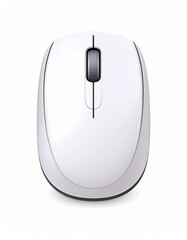 Wireless White Computer Mouse with Scroll Wheel on a White Background