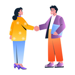 Fototapeta premium Flat style illustration depicting a partnership between characters