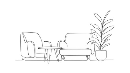 one line  art drawing of armchair on with white background © MDSHAHIN