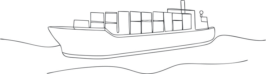 3d one line art vector drawing of container