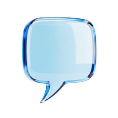 3d icon of blue glossy speech bubble isolated on transparent background