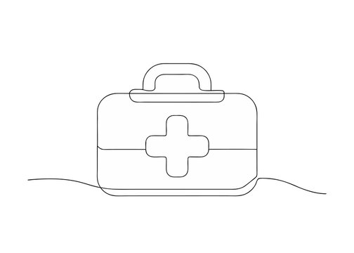 3d one line art drawing of first aid kit bosket
