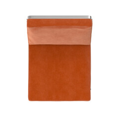 Modern Armless Lounge Chair, Metal Frame, Orange Cushion, Top View 3D Render