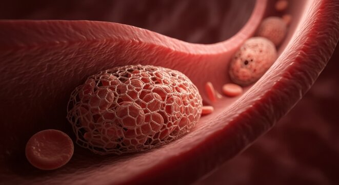 Detailed Red Blood Cells and Microstructures in Human Blood Vessel