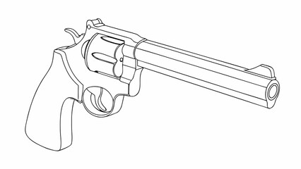 3d continuous one line art drawing of hand gun old gun eps