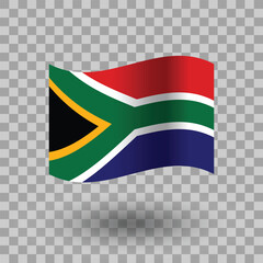 South Africa flag vector. South Africa wavy flag isolated transparent background. Flag of South Africa symbol icon. EPS 10