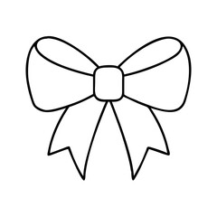 Outline drawing of a decorative gift bow for christmas present wrapping and holiday decoration