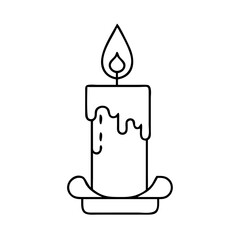 Burning candle vector illustration, line art style for holiday, christmas, and decoration use