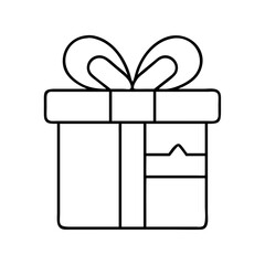 Outlined gift box present with ribbon bow for birthday christmas or special occasion vector art
