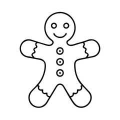 Gingerbread man outline vector drawing for christmas holiday season baking and decorating ideas