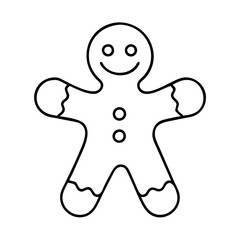 Gingerbread man outline vector illustration for christmas holiday baking and decoration ideas