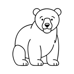 Fototapeta premium Cute polar bear drawing vector illustration animal clip art outline icon for kids coloring page