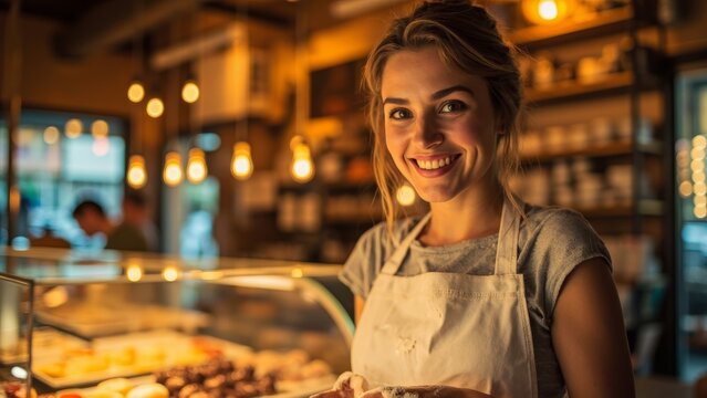 woman sales assistant in a bakery