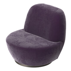 Modern Swivel Armless Chair, Purple Velvet, Front View 3D Render