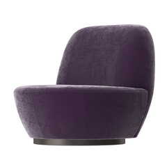Modern Swivel Armless Chair, Purple Velvet, Perspective View 3D Render