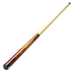 Fototapeta premium A beautifully crafted wooden billiard cue with intricate detailing against a stark black background