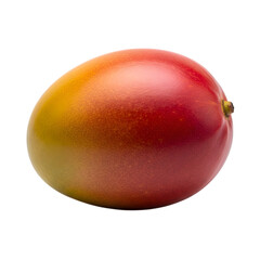 Obraz premium A detailed and professional studio shot of a single ripe mango with smooth, multicolored skin, a wholesome tropical fruit isolated on transparent background.