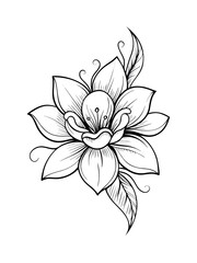 hand drawn flat design simple flower eps outline on white background
