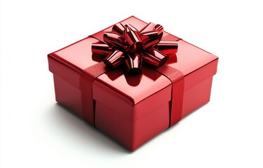 Obraz premium Elegant red gift box with a bow and ribbon, isolated on a white background. Vector illustration design for any celebration