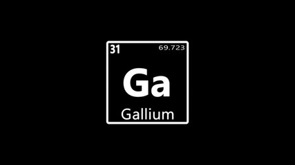 31 Number Gallium (Ga) symbol chemical element of the periodic table with ball moving animation on black background. - Powered by Adobe