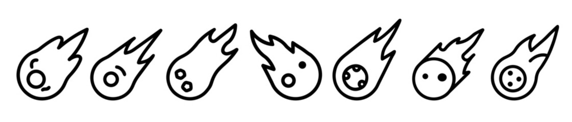 Obraz premium Collection of hand drawn falling star and meteor outline style images
