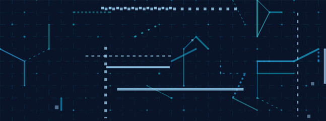 Abstract tech-themed vector background with blue geometric lines and digital patterns.