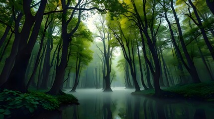 Naklejka premium morning in the forest