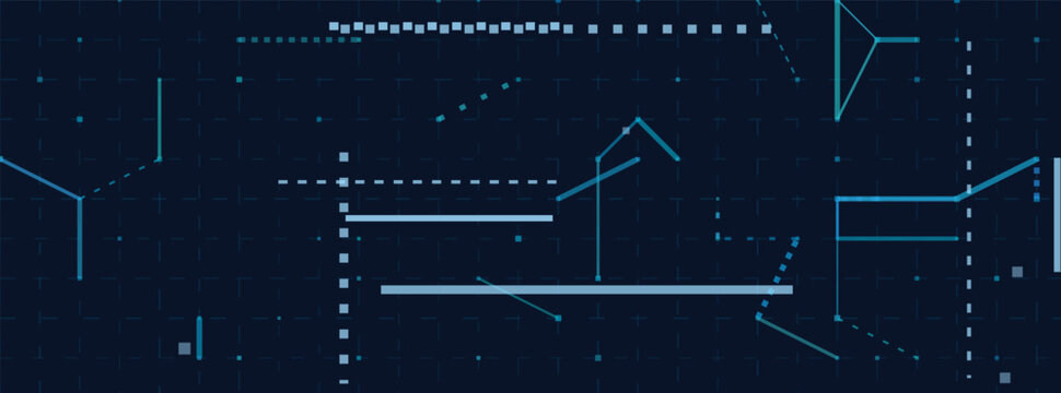 Abstract tech-themed vector background with blue geometric lines and digital patterns.