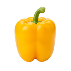 A high-quality, professional-grade visual of a whole vibrant yellow bell pepper, a versatile and healthy vegetable, completely visible and perfectly isolated on transparent background.