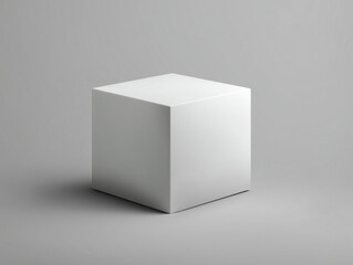 Single white cube on shadowed surface, 3D render