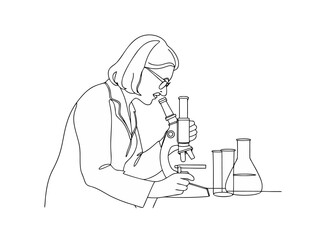 scientist looking through a microscope continue  on jpg white background