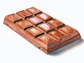 Milk chocolate bar with square segments isolated on solid background, photograph