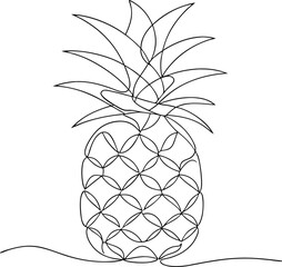 Obraz premium 3d continuous line art drawing of pineapple fruit on white background