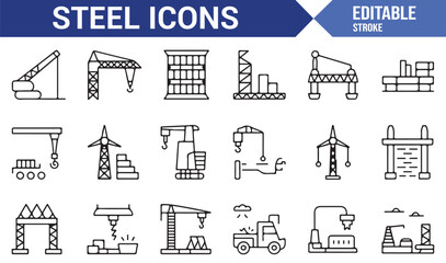 Vector icons for steelworks and construction sites