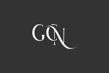 Initial GCN creative letter logo design. Elegant Monogram Logo Design with Decorative Elements and Typography