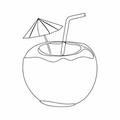 3d continuous line drawing with coconut drink jpg