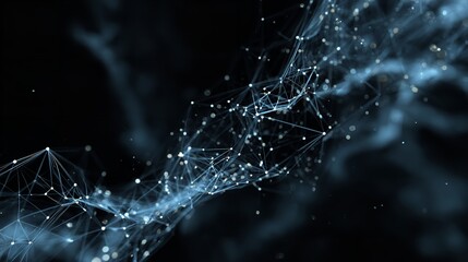 Abstract Network Visualization with Glowing Nodes and Lines on a Dark Background for Science