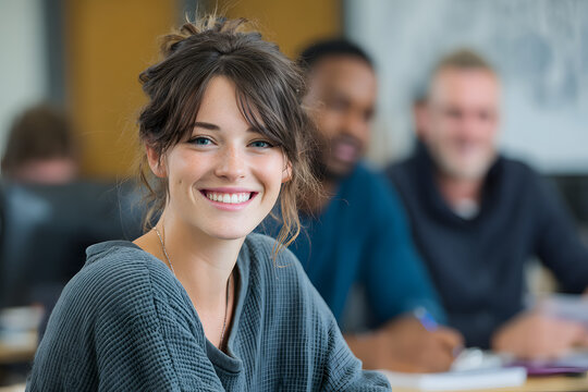 Portrait of smiling student in training course