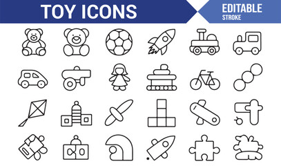 Toy icons set for children’s products and entertainment designs