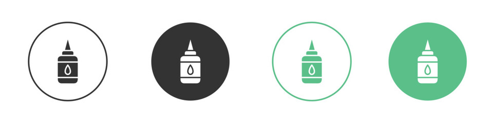 Glue bottle icons silhouette in flat black style.