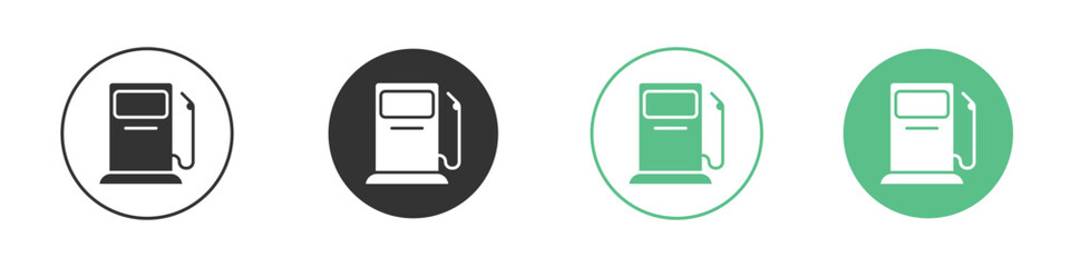 Gas station icons silhouette in flat black style.